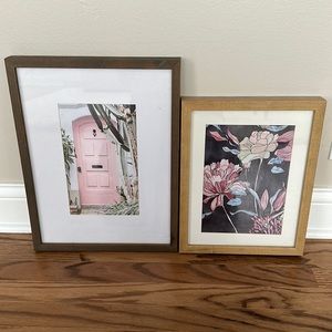 Two frames, big one is real wood: 17.1 in x 13.1 in, small is: 11 in x 14 in H